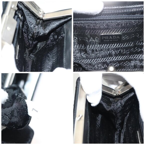 PRADA Shoulder Bag Nylon Leather Black Silver Auth 137290 - Picture 15 of 16